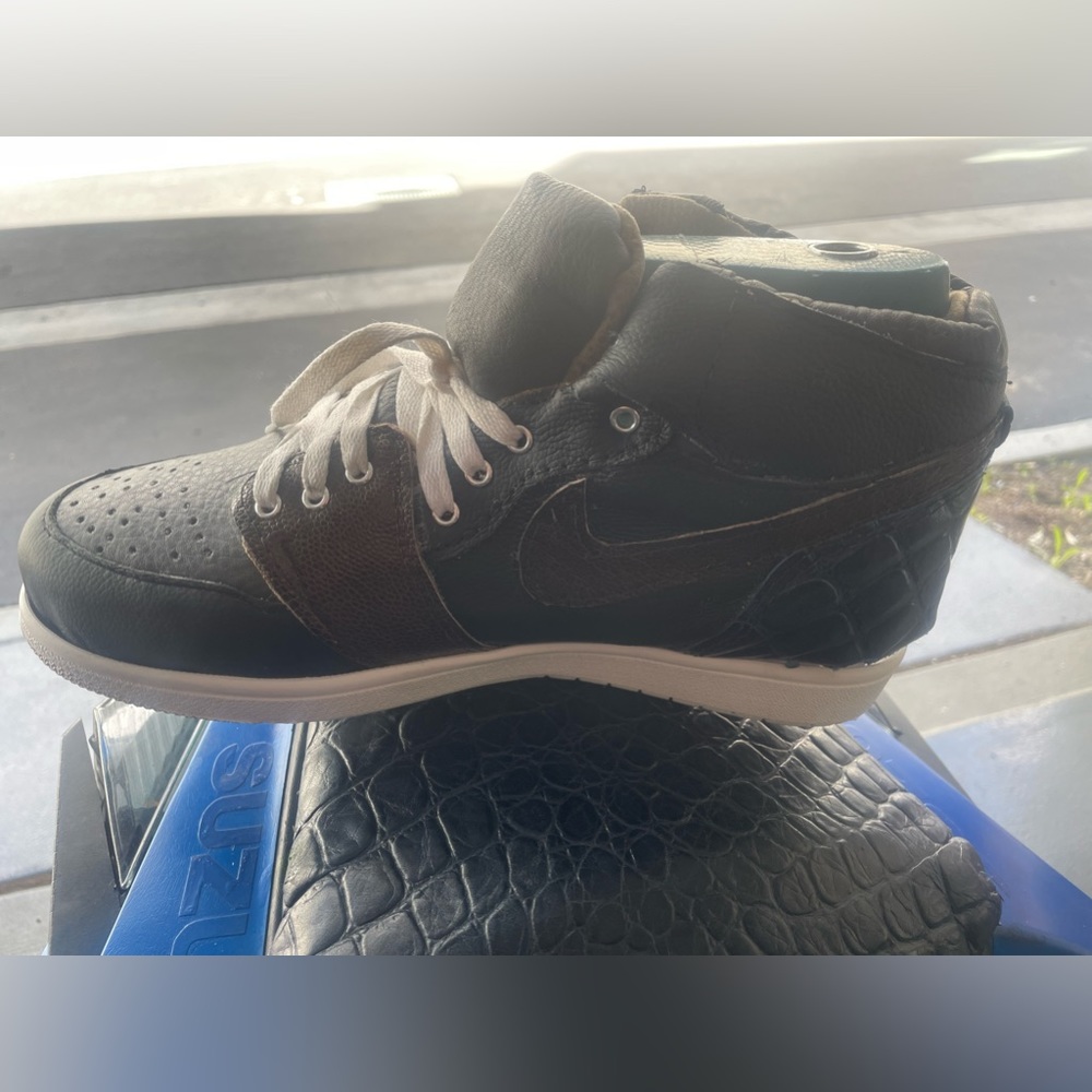 Handmade sneakers size 10 made from ostrich and crocodile